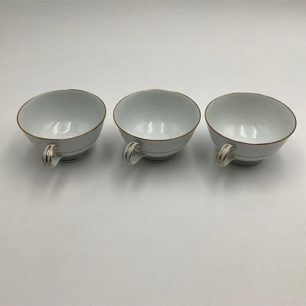 Noritake Dawn 5930 Vintage Tea Cups Set of 3 White Porcelain‎ Japan